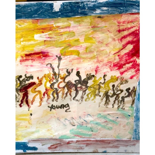 Purvis Young (American, 1943–2010) “Warriors Beneath a Burning Sky” For Sale - Image 14 of 18