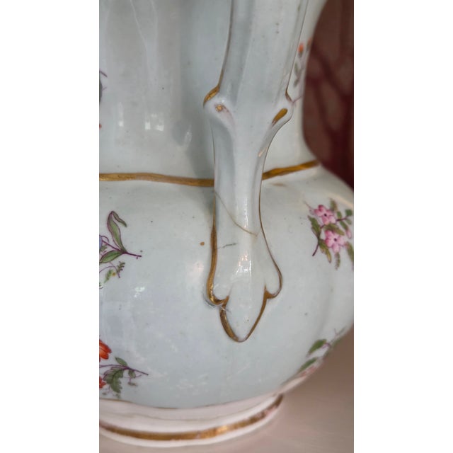 1900 - 1909 1900s Continental Floral Porcelain Petite Pitcher With Gilt Accents For Sale - Image 5 of 12