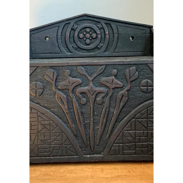 Vintage Wood Carved Storage Wall Box For Sale In West Palm - Image 6 of 13