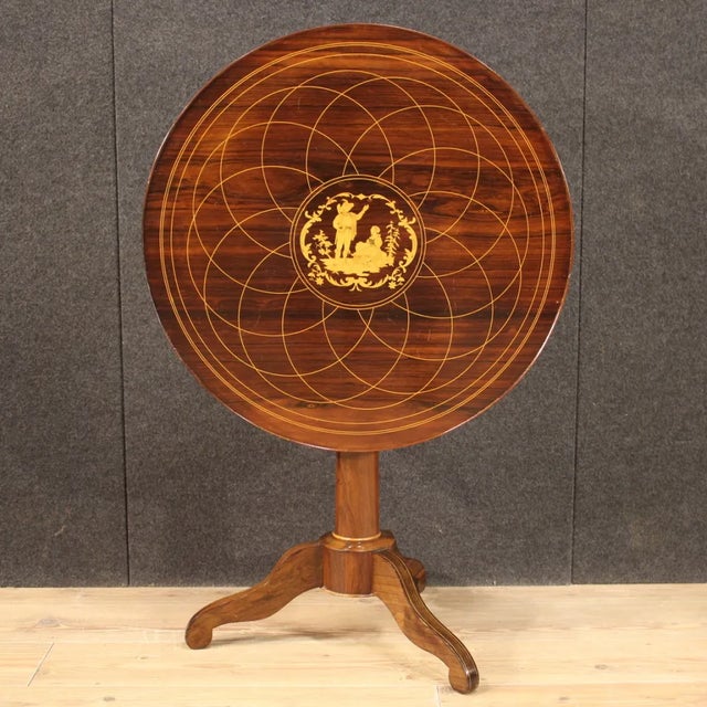 English Living Room Table in Inlaid Wood, 1920s For Sale - Image 11 of 13