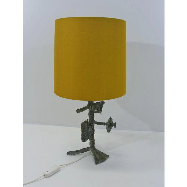 Teal Brutalist Bronze Table Lamp by Arnold d'Altri, 1950s For Sale - Image 8 of 8