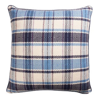 Schumacher Heidi Plaid 22" Pillow In Indigo For Sale