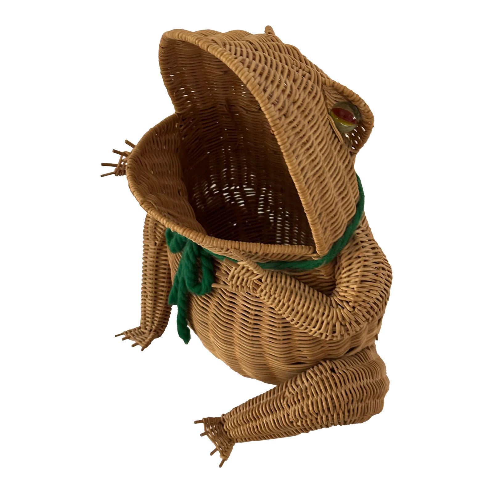 Attributed to Oliver Cajan 1960’s Wicker Frog Magazine Rack | Chairish