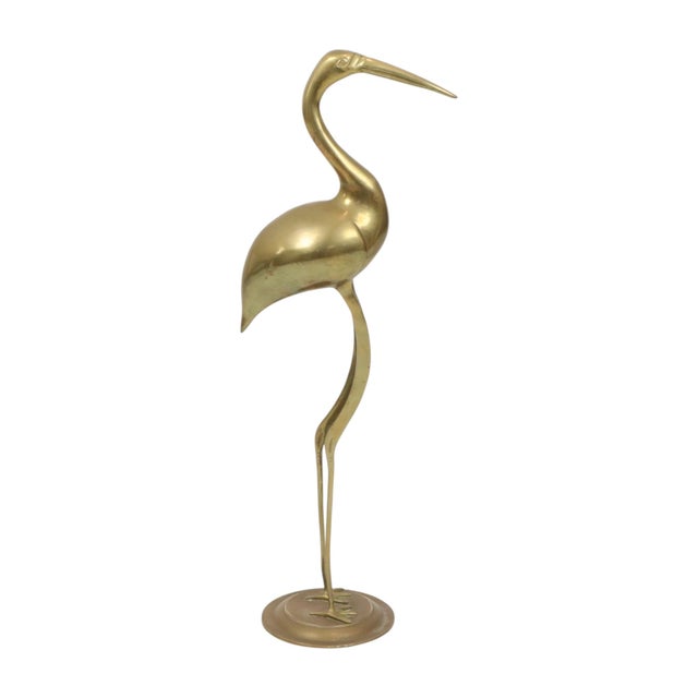 Large Hollywood Regency Brass Crane Bird, 1970s For Sale - Image 15 of 16