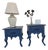 Late 20th Century Royal Blue Solid Wood Nightstands/End Tables, 2 Pieces For Sale