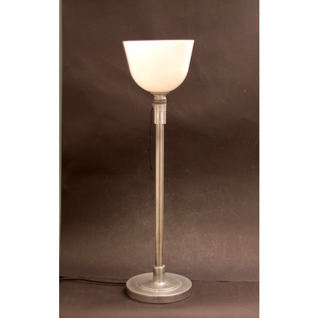 French Art Deco Metal and Opaline Glass Table Lamp from Mazda, 1930s For Sale - Image 15 of 18