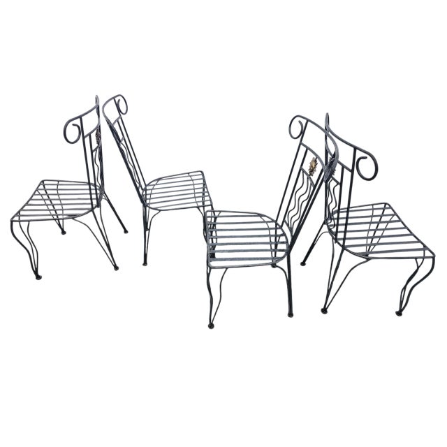 This set of chairs is in Vintage French Garden style with brass sunburst design. Chairs are elegant and charming and also...