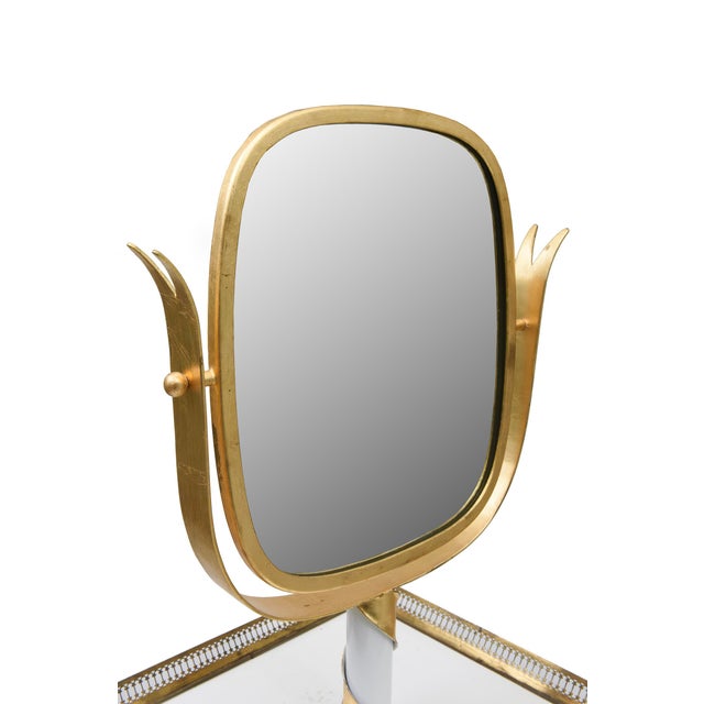 1950s Mid Century Modern Italian Swivel MIrror Stand by Mingazzi, Gold Leaf, Brass and Lacquered Wood For Sale - Image 5 of 11
