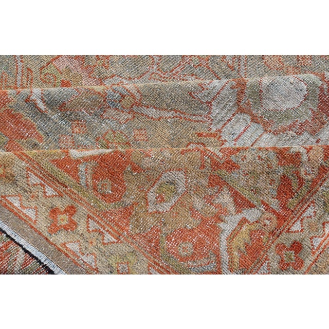 Early 20th Century Antique Persian Sultanabad Rug in Light Green, Lt. Blue, Green, Red 8'8 X 12'2 For Sale - Image 5 of 12