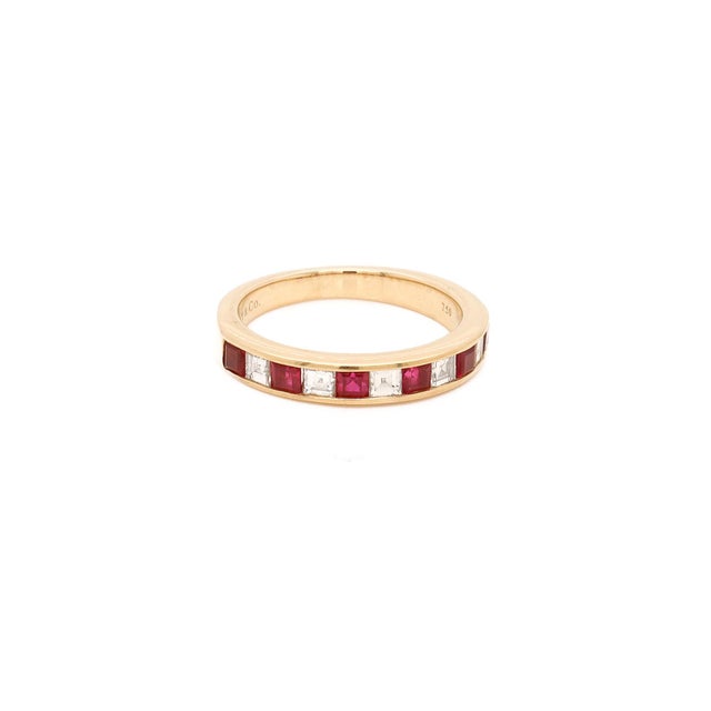 Late 20th Century Vintage Tiffany & Co. 18k Gold, Diamond, and Ruby Half Eternity Band Ring For Sale - Image 5 of 11