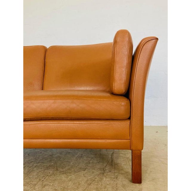 Mid-Century Danish Cognac Three Seater Sofa by Morgans Hansen For Sale - Image 10 of 18