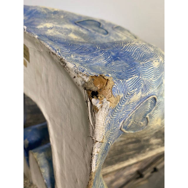 Vintage Jeanne Valentine Oversized Blue Papier-Mâché Cat Sculpture For Sale - Image 11 of 13