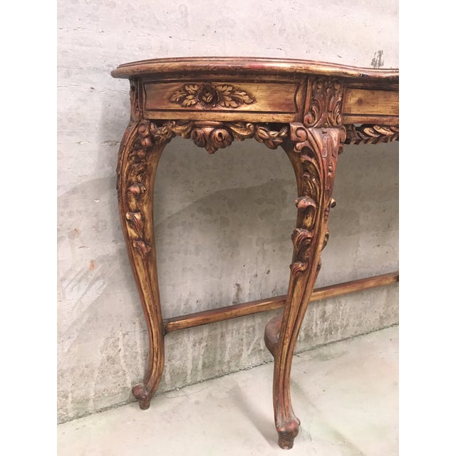 Renaissance Style Carved and Gilded Walnut Pier Mirror and Console Table For Sale - Image 4 of 13