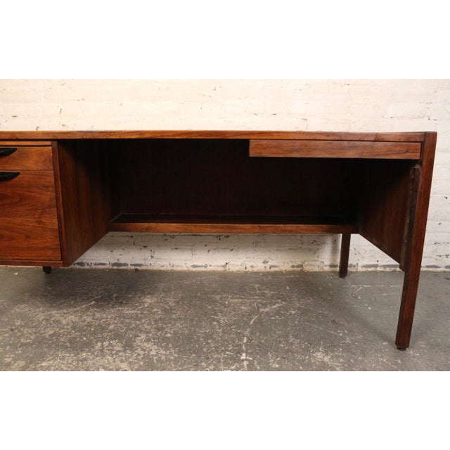 Vintage Mid-Century Walnut Executive Desk by Jens Risom For Sale - Image 11 of 12