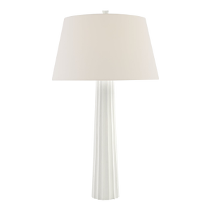 Chapman & Myers by Visual Comfort Signature Fluted Spire Large Table Lamp in Plaster White with Linen Shade