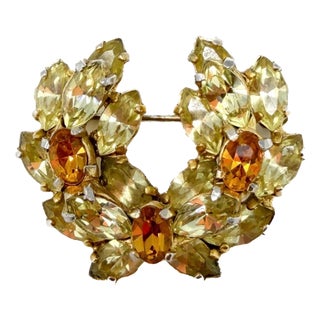 Vintage Rhinestone Wreath Brooch by Mitchel Maer, 1950s For Sale