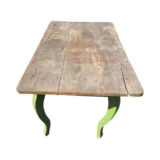 French Country Antique Rustic Green Swedish Writing Desk Console Table For Sale - Image 3 of 9