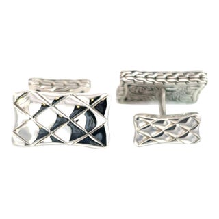 1990s John Hardy Estate Weave Cufflinks Sterling Silver, A Pair For Sale