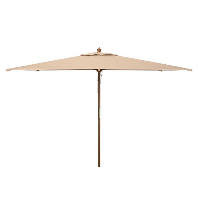 Spritely Home Aklin 6.5Ft X 10Ft Rectangle Wooden Pulley Market Umbrella (No Tilt), Beige For Sale - Image 4 of 4