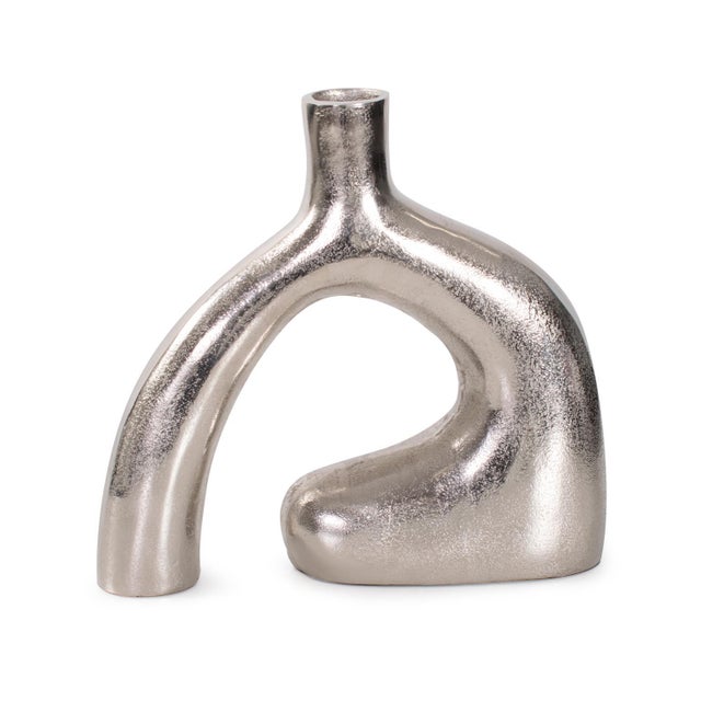 2020s Shirin- Polished Silver Reverse Vase in Cast Aluminum- Short For Sale - Image 5 of 11