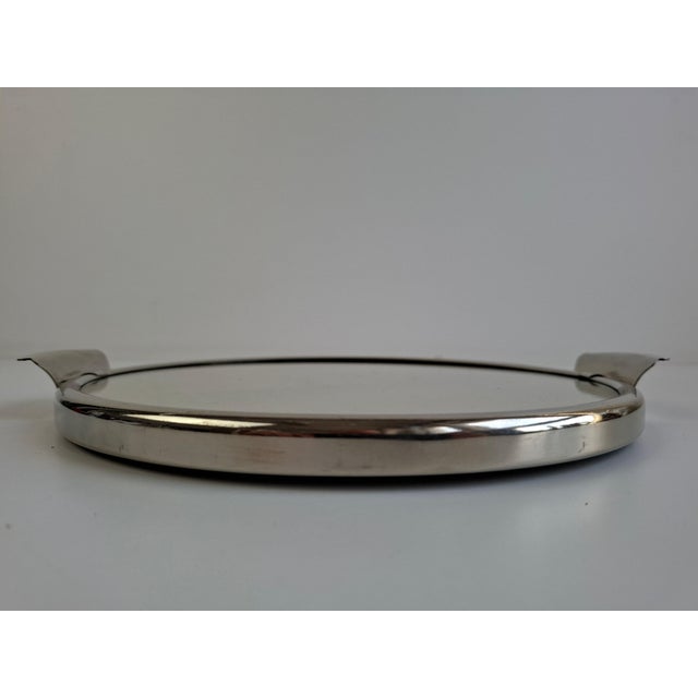 Glass Czechoslovak Art Deco Functionalist Chrome and Mirrored Serving Tray, 1930s For Sale - Image 7 of 16