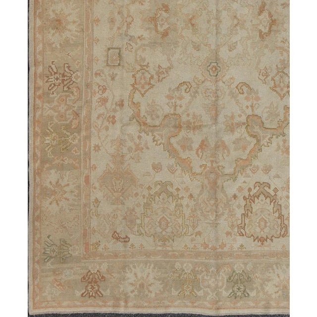 Antique Turkish Oushak Rug by Keivan Woven Arts in Beige Green and Copper For Sale - Image 4 of 12