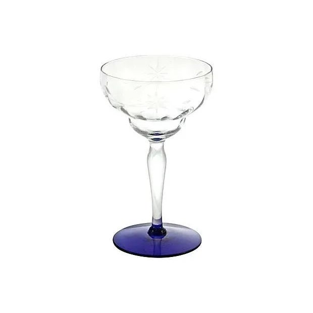 1920s Cobalt Cut-Crystal Stems - Set of 16 For Sale In Chicago - Image 6 of 9