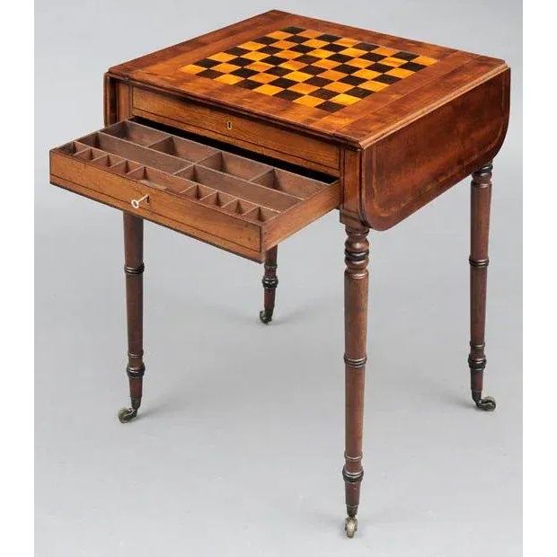 Early 19th Century English Antique Regency Games Table For Sale - Image 5 of 11