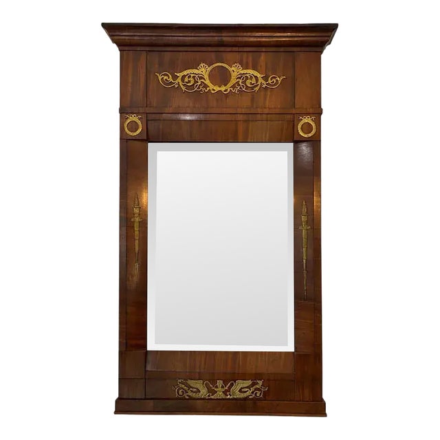 1810 Trumeau Mirror Swan Motif For Sale