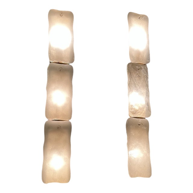 Vintage Glass Wall Sconce Lamps from Kaiser Leutchen, 1960, Set of 2 For Sale