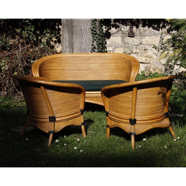 Wood Bamboo Rattan Lounge Chairs from Rausch, Set of 3 For Sale - Image 7 of 15