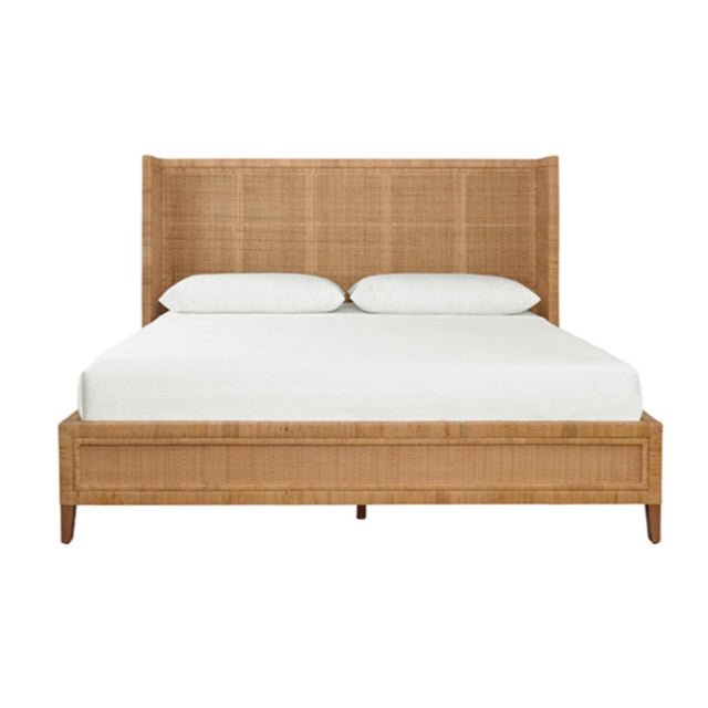 Matthew Izzo Home Dolly King Size Winged Rattan Bed Frane in Radio Weave Wrapped Rattan For Sale In New York - Image 6 of 6