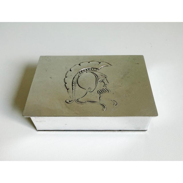 Metal Roman Gladiator Box in Silver Argental, France, 1940s For Sale - Image 7 of 9
