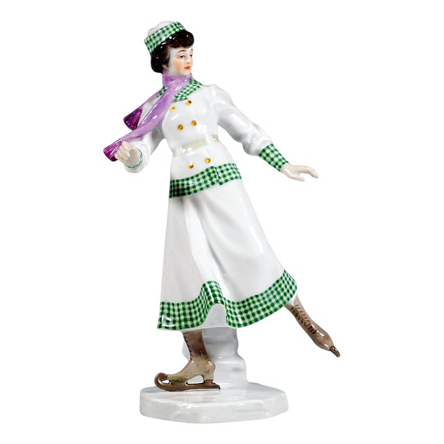 Art Nouveau Ice-Skater Figurine by Alfred Koenig for Meissen, 1890s For Sale