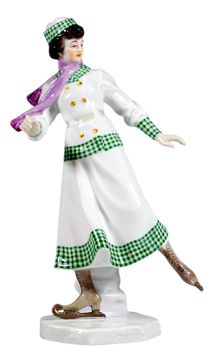Art Nouveau Ice-Skater Figurine by Alfred Koenig for Meissen, 1890s