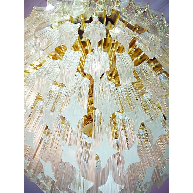 German Flush Mount Chandelier in Crystal Prism & Gilt-Brass from Palwa, 1960s For Sale - Image 4 of 11