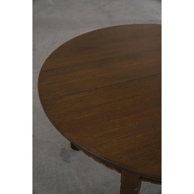 Mid-Century Danish Modern Round Extendable Dining Table in Oak by Henning Kjærnulf, 1960s For Sale - Image 6 of 18