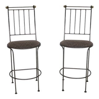 Pair Charleston Forge Iron Counter High Bar Chairs For Sale