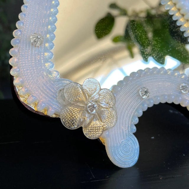 Metal Vintage Venetian Murano Glass Frame Makeup Mirror, 1940s For Sale - Image 7 of 11