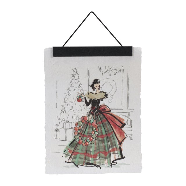 Contemporary Vintage Holiday Fashion Illustration Banner (Set of 2) For Sale - Image 3 of 3