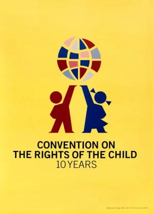 1999 Original United Nations Poster, Convention on the Rights of Children (10 Year Anniversary, Yellow)