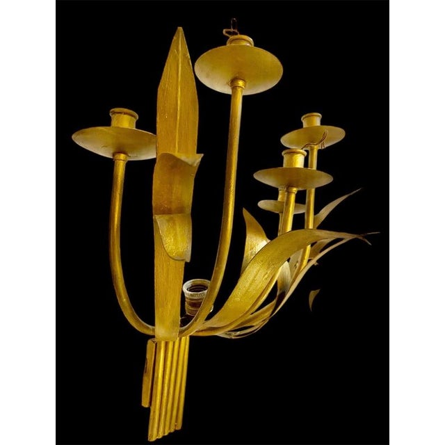 Large Florentine Gilt Metal Wall Lights, Italy, 1950s, Set of 2 For Sale - Image 11 of 18