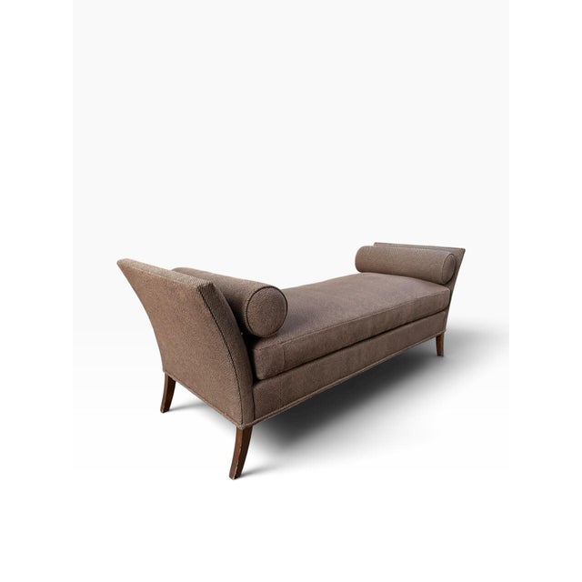 2010s Bright Chair Company Upholstered Herringbone Chaise Daybed With Bolsters For Sale - Image 5 of 15