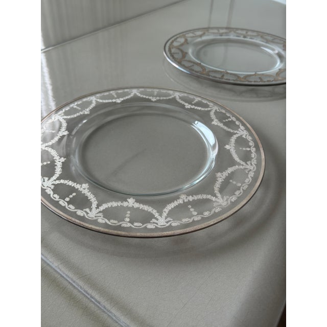 Glass Charger Plates with Silver Leaf Rococo Pattern by Arte Italica, 2011, Set of 23 For Sale - Image 9 of 10