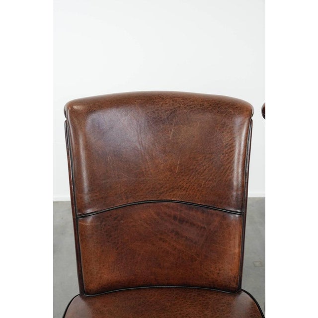 Wood Dining Chairs in Sheepskin Leather, Set of 2 For Sale - Image 7 of 13