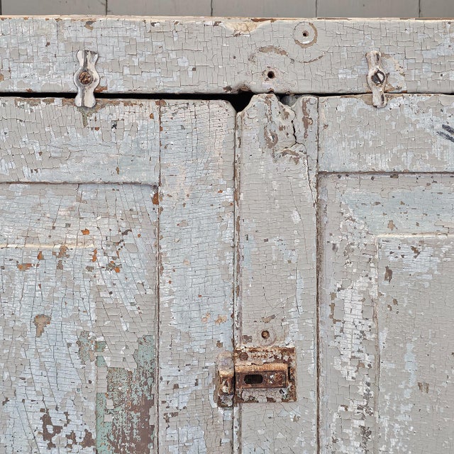 Wood 1900-1909 Primitive Painted Wood Farm Cupboard For Sale - Image 7 of 16