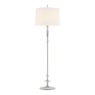 Barbara Barry by Visual Comfort Signature Lotus Floor Lamp in Plaster White with Linen Shade For Sale