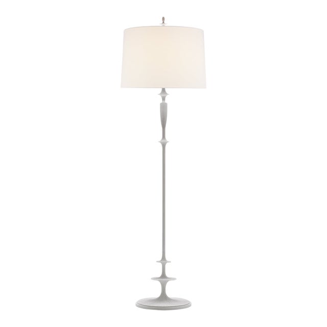 Barbara Barry by Visual Comfort Signature Lotus Floor Lamp in Plaster White with Linen Shade For Sale
