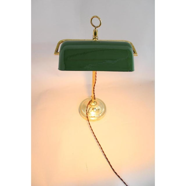 Gold Art Deco Brass Banker Table Lamp, Czechoslovakia, 1930s For Sale - Image 8 of 13