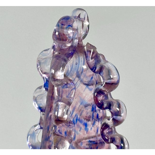Glass Antique Iridescent Crackle Glass Perfume Bottle with Rigaree Stopper For Sale - Image 7 of 10